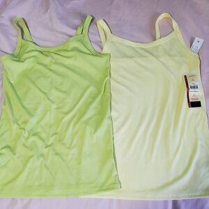 No Boundaries Juniors Ribbed Stretchy Green & Yellow Tank Tops Size Medium